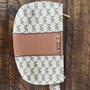 Michael Kors Beige and Brown Signature Wristlet